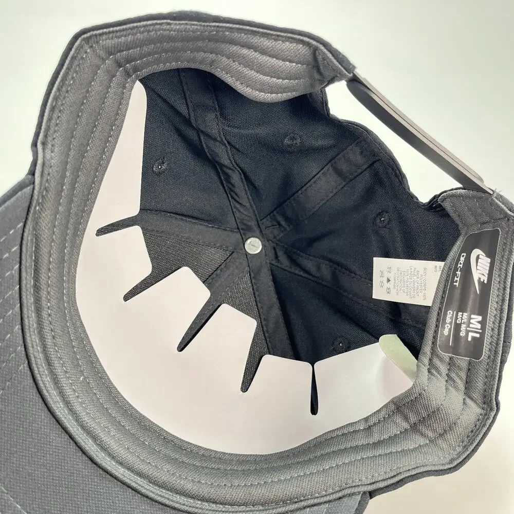 Nike Dri-FIT Black Structured Swoosh Mid Depth Baseball Club Cap FV5563-010 M/L - Picture 4 of 5
